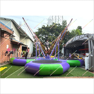Inflatable Bungee Jumping Trampoline With Safety Rope Sports Entertainment Center Bungee Jumping Trampoline For Sale