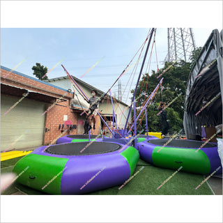 Inflatable Bungee Jumping Trampoline With Safety Rope Sports Entertainment Center Bungee Jumping Trampoline For Sale