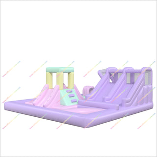 Affordable Inflatable Water Slides Obstacle Course Pool Inflatable Castle Park Pastel Soft Play Equipment Hire