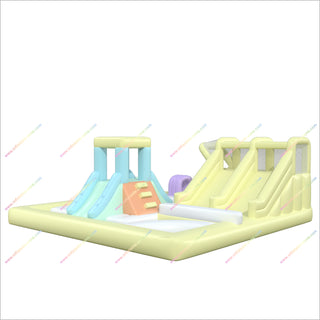 Double Slide Water Slide Inflatable Swimming Pool Obstacle Course Inflatable Castle Pool Pastel Soft Play Hire