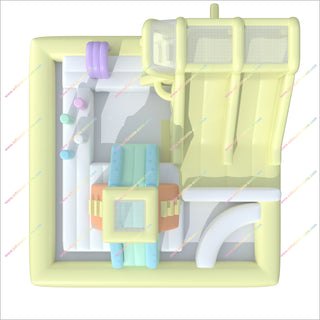 Double Slide Water Slide Inflatable Swimming Pool Obstacle Course Inflatable Castle Pool Pastel Soft Play Hire