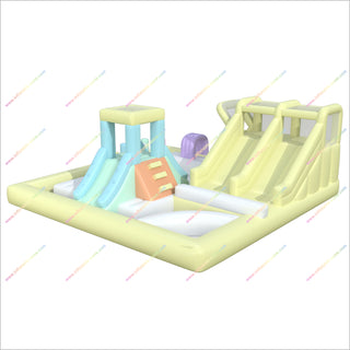Double Slide Water Slide Inflatable Swimming Pool Obstacle Course Inflatable Castle Pool Pastel Soft Play Hire