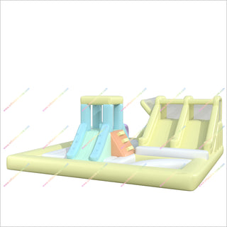 Double Slide Water Slide Inflatable Swimming Pool Obstacle Course Inflatable Castle Pool Pastel Soft Play Hire