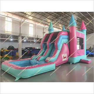 Inflatable Castle Water Slide Combo Big Splash Swimming Pool Double Slide Water Bounce House