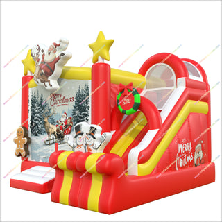 Inflatable Christmas House Moonwalk Slide Combo Inflatable Tiny House Games Large Inflatable Playground Jumping Castle With Slide Hire
