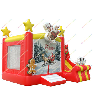 Inflatable Christmas House Moonwalk Slide Combo Inflatable Tiny House Games Large Inflatable Playground Jumping Castle With Slide Hire