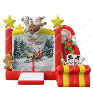Inflatable Christmas House Moonwalk Slide Combo Inflatable Tiny House Games Large Inflatable Playground Jumping Castle With Slide Hire