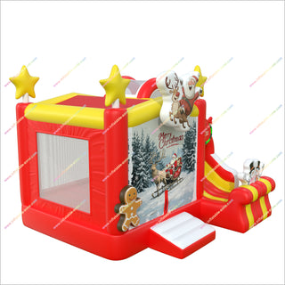 Inflatable Christmas House Moonwalk Slide Combo Inflatable Tiny House Games Large Inflatable Playground Jumping Castle With Slide Hire