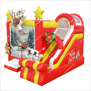 Inflatable Christmas House Moonwalk Slide Combo Inflatable Tiny House Games Large Inflatable Playground Jumping Castle With Slide Hire
