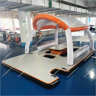 Inflatable Dock Floats Water Platform Leisure Inflatable Floating Party Island Bar Table Tent