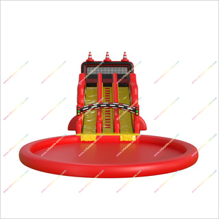 Racing Theme Inflatable Double Lane Water Slide Outdoor Splash Pool Water Slides Bounce House For Sale