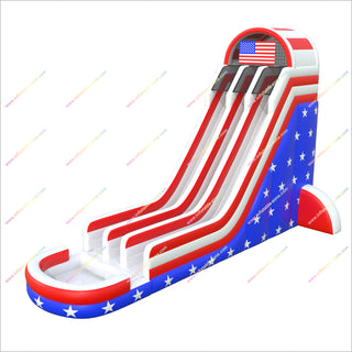 Usa-Themed Inflatable Double Lane Waterslide Stars American Flag Inflatable Water Slide For Pool Sale