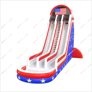 Usa-Themed Inflatable Double Lane Waterslide Stars American Flag Inflatable Water Slide For Pool Sale