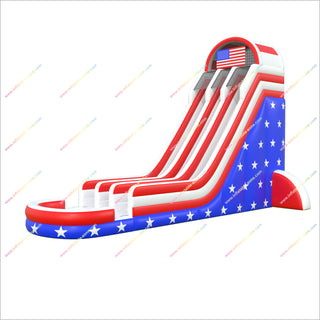 Usa-Themed Inflatable Double Lane Waterslide Stars American Flag Inflatable Water Slide For Pool Sale