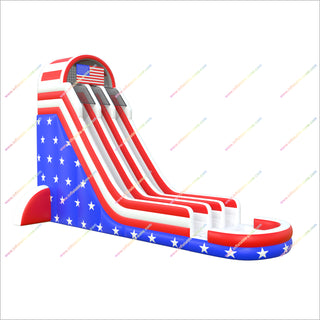 Usa-Themed Inflatable Double Lane Waterslide Stars American Flag Inflatable Water Slide For Pool Sale
