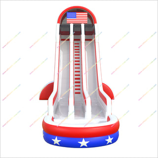 Usa-Themed Inflatable Double Lane Waterslide Stars American Flag Inflatable Water Slide For Pool Sale