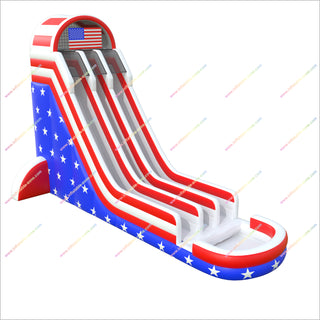 Usa-Themed Inflatable Double Lane Waterslide Stars American Flag Inflatable Water Slide For Pool Sale