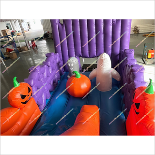 Happy Halloween Funny Inflatable Dry Slide Bouncer Pumpkins Spooky Adult Bounce House With Slide