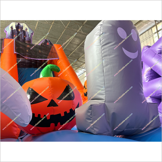 Happy Halloween Funny Inflatable Dry Slide Bouncer Pumpkins Spooky Adult Bounce House With Slide