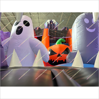 Happy Halloween Funny Inflatable Dry Slide Bouncer Pumpkins Spooky Adult Bounce House With Slide