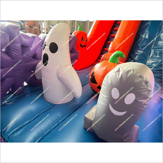 Happy Halloween Funny Inflatable Dry Slide Bouncer Pumpkins Spooky Adult Bounce House With Slide