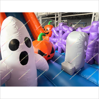 Happy Halloween Funny Inflatable Dry Slide Bouncer Pumpkins Spooky Adult Bounce House With Slide