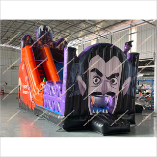 Happy Halloween Funny Inflatable Dry Slide Bouncer Pumpkins Spooky Adult Bounce House With Slide