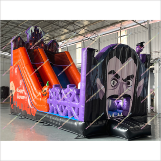 Happy Halloween Funny Inflatable Dry Slide Bouncer Pumpkins Spooky Adult Bounce House With Slide