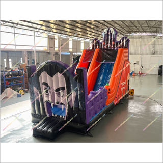 Happy Halloween Funny Inflatable Dry Slide Bouncer Pumpkins Spooky Adult Bounce House With Slide