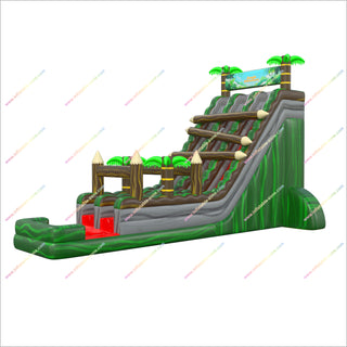 Play Jungle Adventure Inflatable Dual Water Slides Giant Inflatable Palm Tree Slip And Slide With Splash Pool