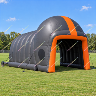 Black And Orange Inflatable Helmet Tunnel Cost Custom Inflatable Sports Tunnels Football Tunnel For Sale
