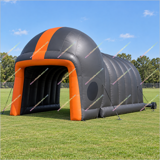 Black And Orange Inflatable Helmet Tunnel Cost Custom Inflatable Sports Tunnels Football Tunnel For Sale