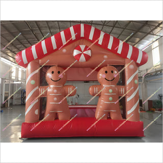 Inflatable Gingerbread House Yard Decorations Cheap Bouncer Christmas Party Entertainment Small Jumping Castle For Sale