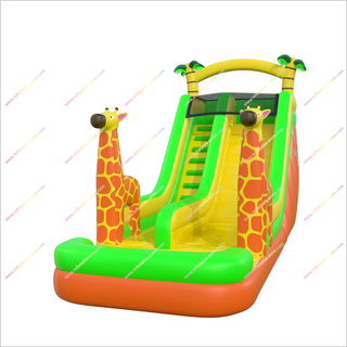 Giant Inflatable Giraffe Waterslide And Pool Palm Tree Arch Bounce House With Water Slide For Adults