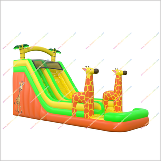 Giant Inflatable Giraffe Waterslide And Pool Palm Tree Arch Bounce House With Water Slide For Adults