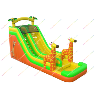 Giant Inflatable Giraffe Waterslide And Pool Palm Tree Arch Bounce House With Water Slide For Adults
