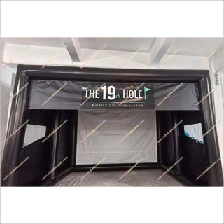 Custom Logo Inflatable Golf Simulator Enclosure And Impact Screen Blow Up Hitting Cage Golf Training Tent