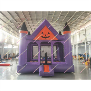 Spooky Pumpkin Face Inflatable Halloween Haunted Castle Commercial Park Halloween Bounce House For Sale