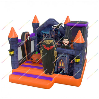 Halloween Vampire Spooky Jumping Castle Inflatable Combo Slide Inflatable Haunted House For Sale