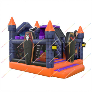 Halloween Vampire Spooky Jumping Castle Inflatable Combo Slide Inflatable Haunted House For Sale
