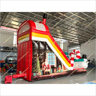 Christmas Santa Claus And Snowman Inflatable Indoor Slide Candy Cane Theme Inflatable Slide Park