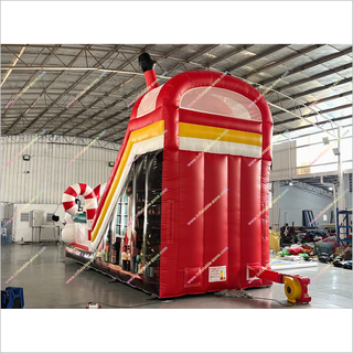 Christmas Santa Claus And Snowman Inflatable Indoor Slide Candy Cane Theme Inflatable Slide Park