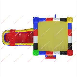 Colorful Block Inflatable Jumping Castle Water Slide Combo Bounce House With Waterslide Rental