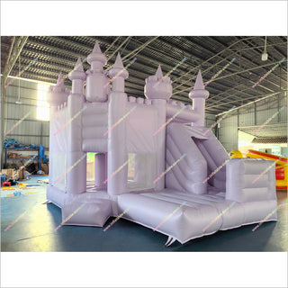 Pastel Purple Color Inflatable Bounce Slide Combo Blow Up Play House Inflatable Jumping Castle With A Slide