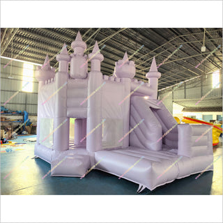 Pastel Purple Color Inflatable Bounce Slide Combo Blow Up Play House Inflatable Jumping Castle With A Slide