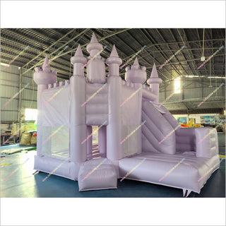 Pastel Purple Color Inflatable Bounce Slide Combo Blow Up Play House Inflatable Jumping Castle With A Slide