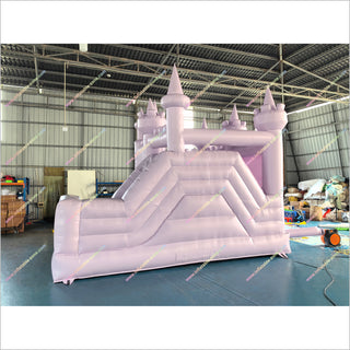 Pastel Purple Color Inflatable Bounce Slide Combo Blow Up Play House Inflatable Jumping Castle With A Slide