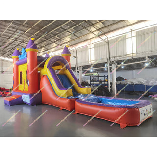Inflatable Jumping Castle Indoor Long Pool Slide Bounce House Water Slide Combo Rentals Near Me