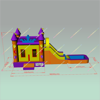 Inflatable Jumping Castle Indoor Long Pool Slide Bounce House Water Slide Combo Rentals Near Me
