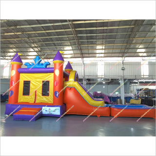Inflatable Jumping Castle Indoor Long Pool Slide Bounce House Water Slide Combo Rentals Near Me